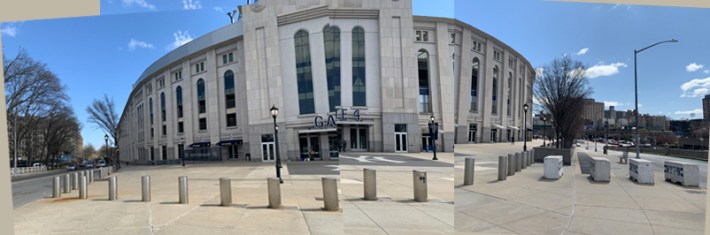 A panorama of a bike-free plaza at the taxpayer-funded House that Ruth Built. Photos: Gersh Kuntzman