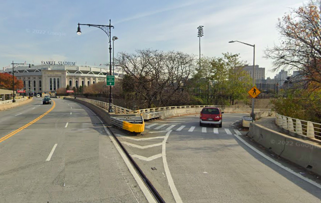 Speeding drivers rarely yield at this unsignalized crosswalk. Photo: Google