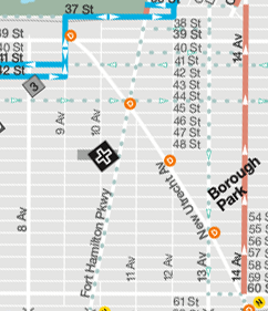 Borough Park does not have any protected bike lanes. Photo: DOT