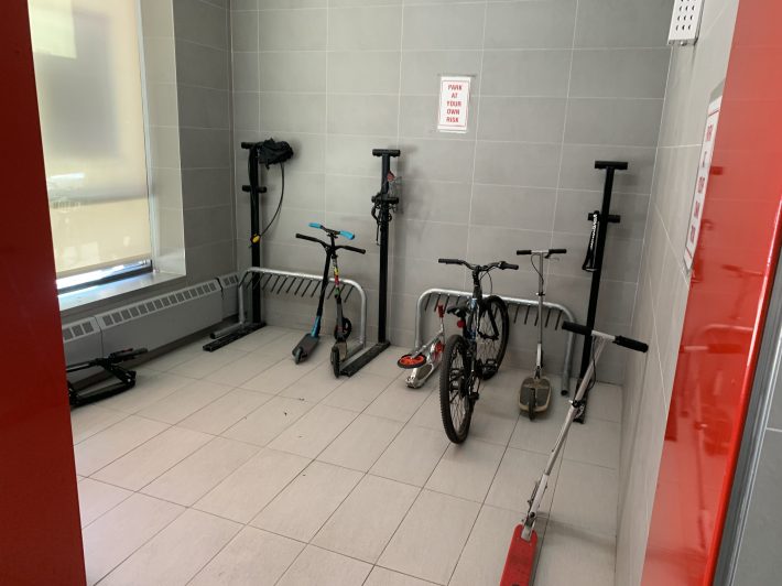 Even on a day when few students were present, the bike room is well used. Photo: Gersh Kuntzman