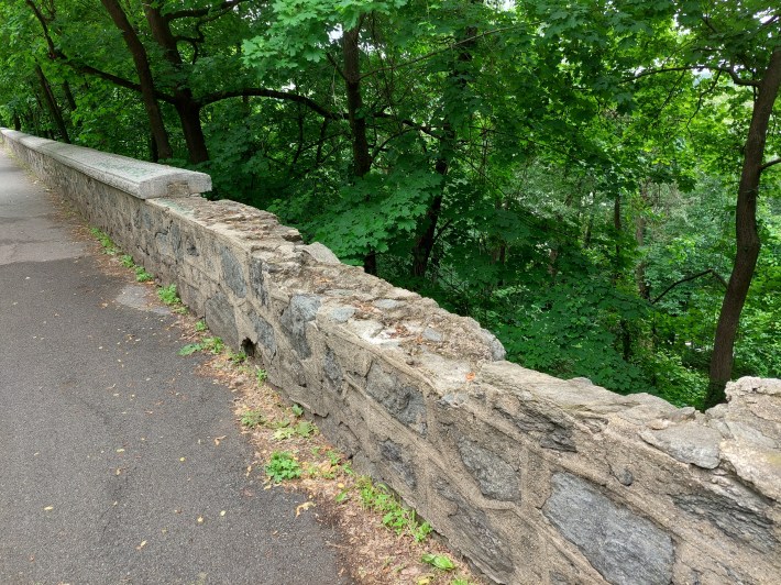 A crumbling wall on the Hudson River Greenway. Photo: Inwood Owners Association