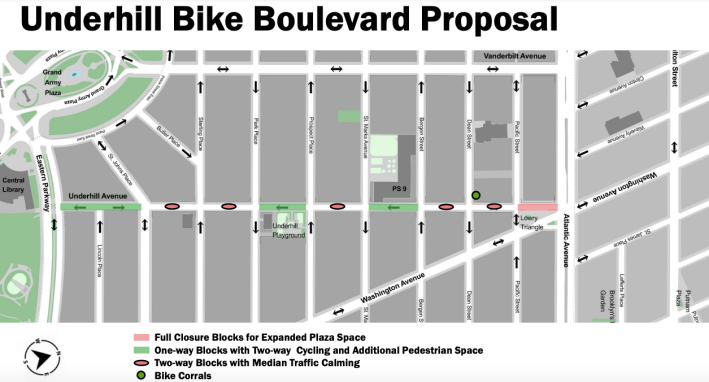 DOT's plans to transform Underhill Avenue into a bike boulevard. Source: NYC DOT