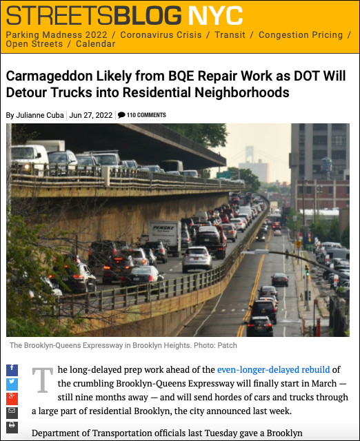 How Streetsblog covered the coming carmageddon.