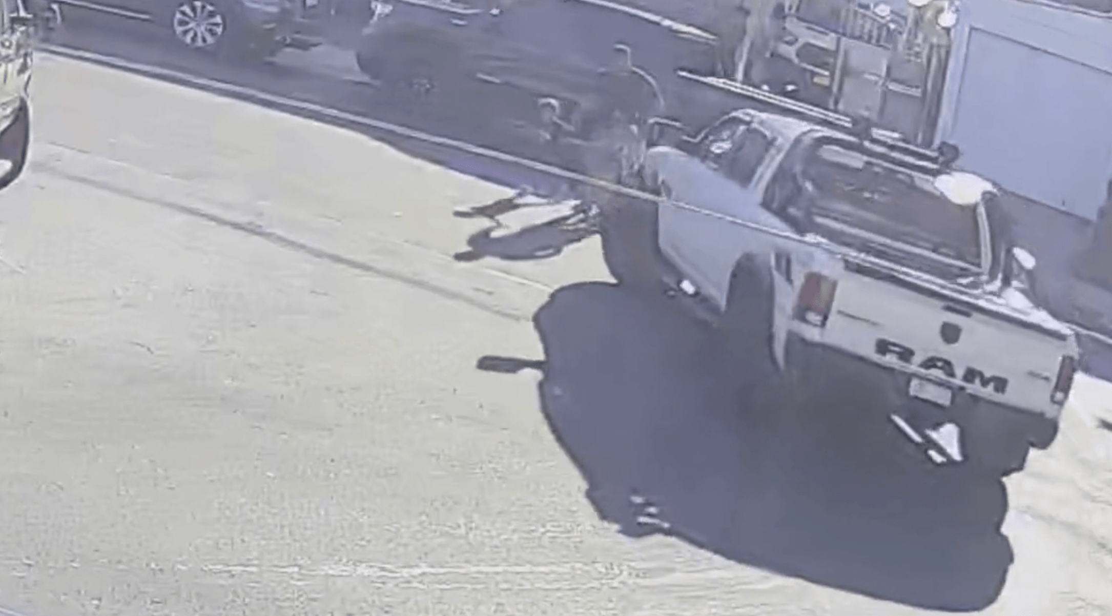 A video still that shows a pickup truck driver about to strike and kill a 5-year-old in Queens.