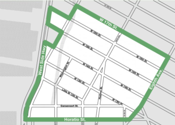 The boundaries of the Meatpacking District.