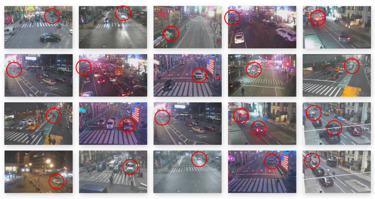 How many times have you seen this movie? Red circles indicate cars parked in bike lanes around Manhattan. Image: Vade