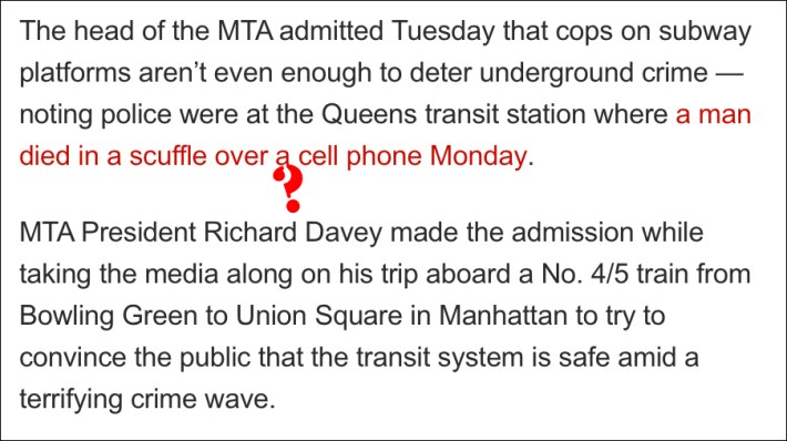 Davey is actually New York City Transit president (screenshotted in case they fix it).