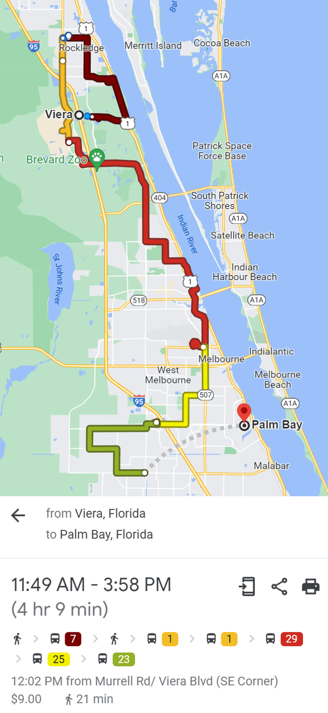 In Florida, this 20-mile bus ride sets you back $9 and four hours.