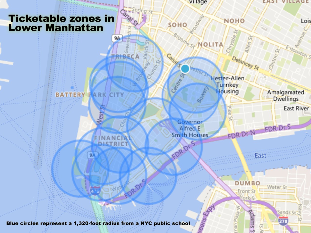 Lower Manhattan is a goldmine if Intro. 501 passes. Map: Streetsblog Protractor Desk