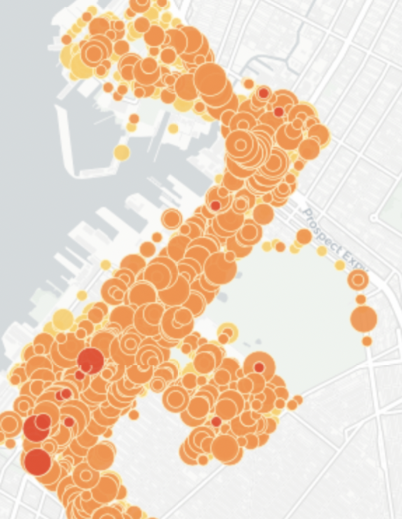 The heart of Alexa Aviles's Council district is both an epicenter for last-mile deliveries and crashes. Photo: Crashmapper