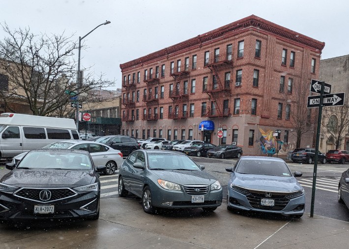 The 26th Precinct's corner of illegal parking madness. Photo: David Meyer