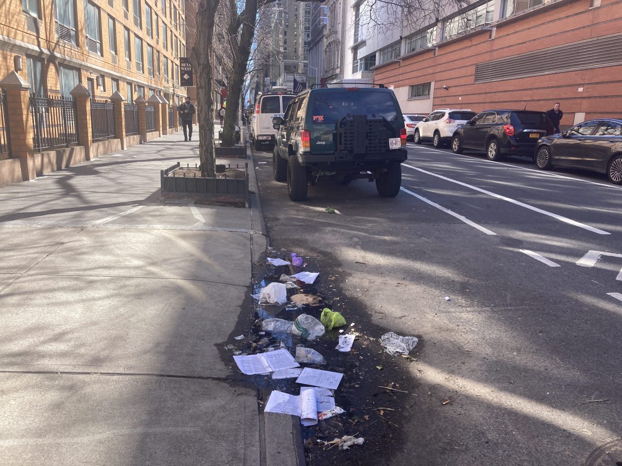 A pile of trash outside the precinct.