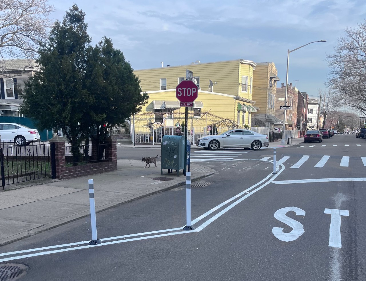The DOT has painted a no-parking area where Dolma was killed, but cars still park on it. Photo: John Surico