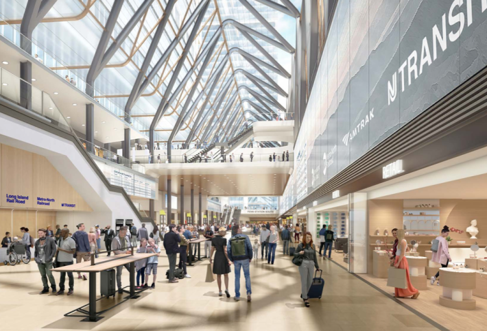 The state's vision for the a newly remodeled and expanded Penn Station calls for the displacement of 473 businesses and 128 households, according to official figures. It would add 1,800 housing units. Image: ESD