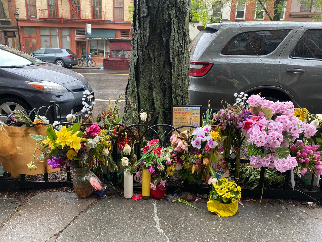 A memorial for Katherine Harris on Atlantic Avenue. Photo: Kevin Duggan