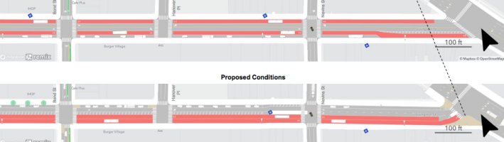 The proposed Livingston Street busway between Bond Street and Flatbush Avenue. Graphic: DOT
