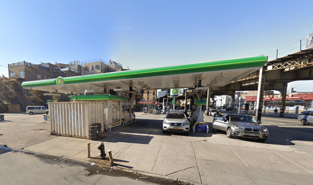 A Street View photograph of the BP Gas Station in South Williamsburg