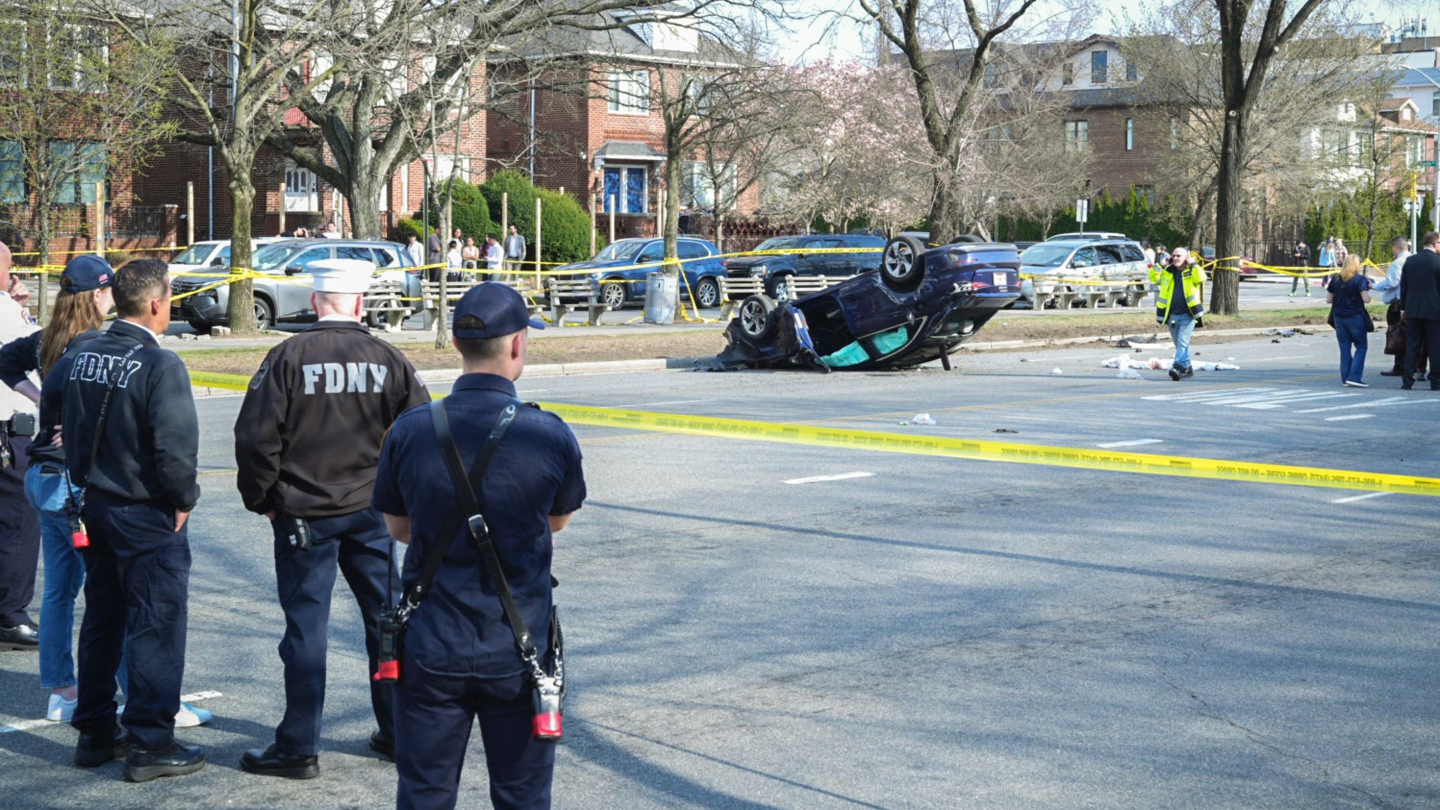 The wreckage after Miriam Yarimi killed a mother and two of her children in Brooklyn in March 2025.