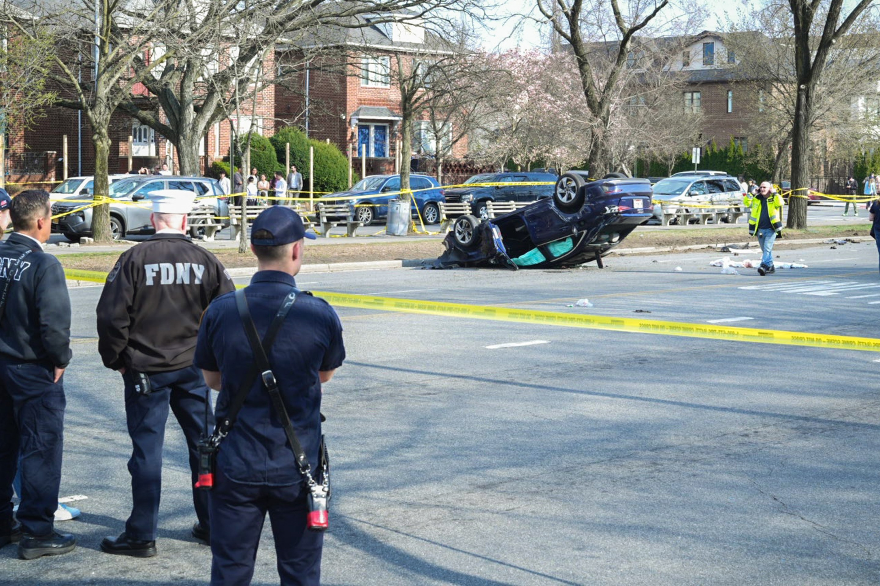 The wreckage after Miriam Yarimi killed a mother and two of her children in Brooklyn in March 2025.